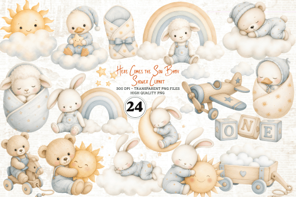 Download Here Comes the Son Baby Shower Clipart - Premium Resources