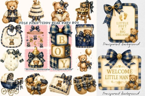 Download Posh Plaid Baby Boy Teddy Bear Nursery - Premium Resources