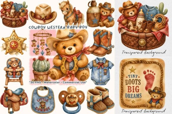 Download Cowboy Baby Boy Teddy Bear Western PNG - Premium Resources